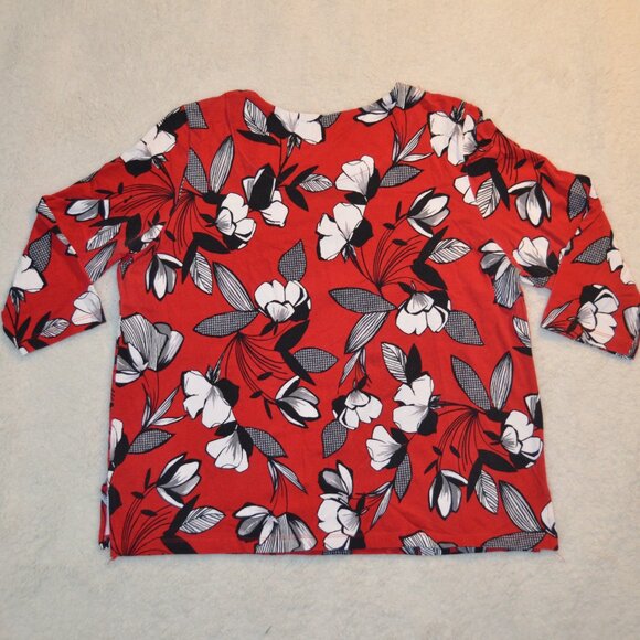 Alfred Dunner Red black white Floral Patterned blouse size L - Picture 11 of 13